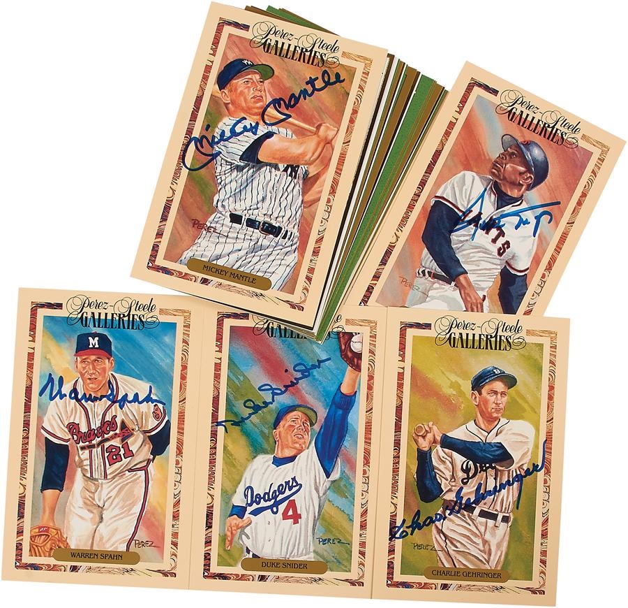 Signed Perez Steele & HOF Postcards with Mantle (52)