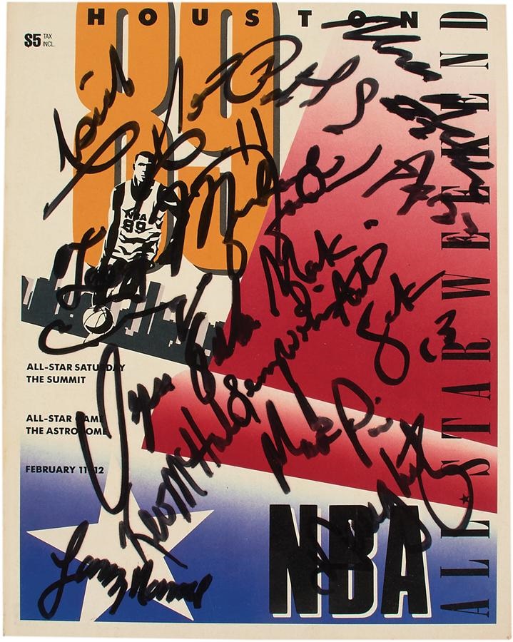1988-89 NBA All Star Team Signed Program with Early Michael Jordan Autograph (LOA)