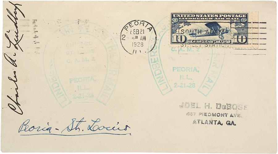 - 1928 Charles Lindbergh Signed Air Mail Envelope