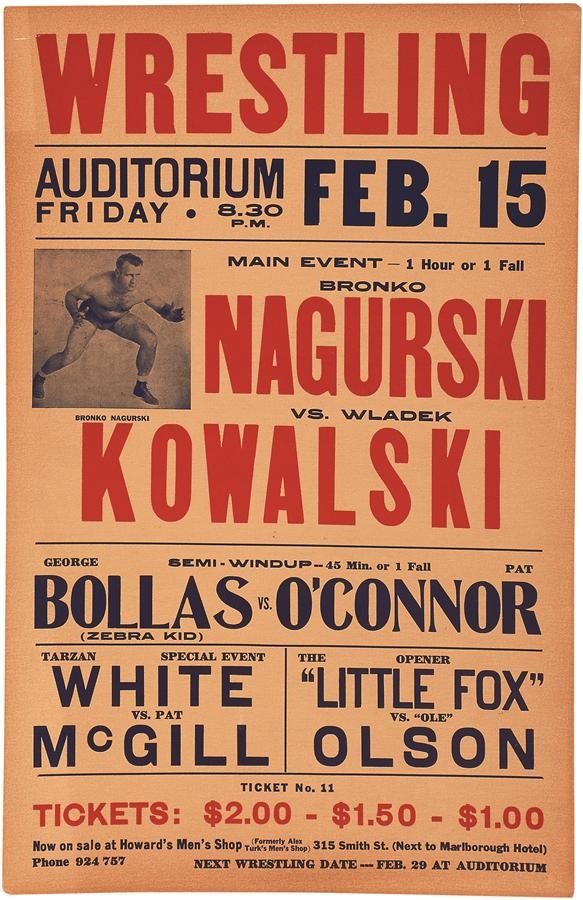 Football - 1946 Bronko Nagurski Wrestling Poster vs. Killer Kowalski