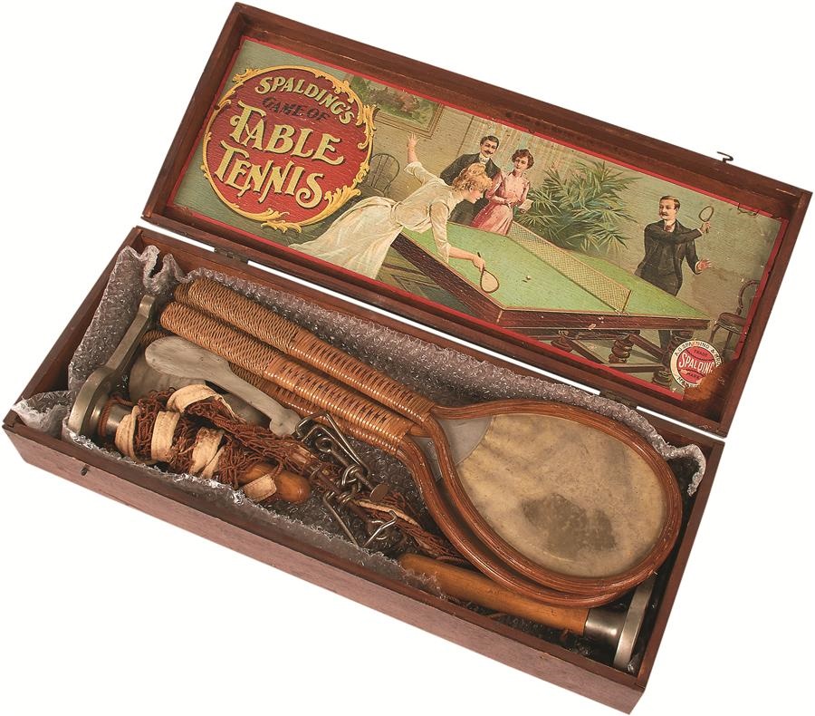 Antique Sporting Goods - 19th Century Spalding Table Tennis Set & Parker Brothers Sets In Original Wood Boxes (2)