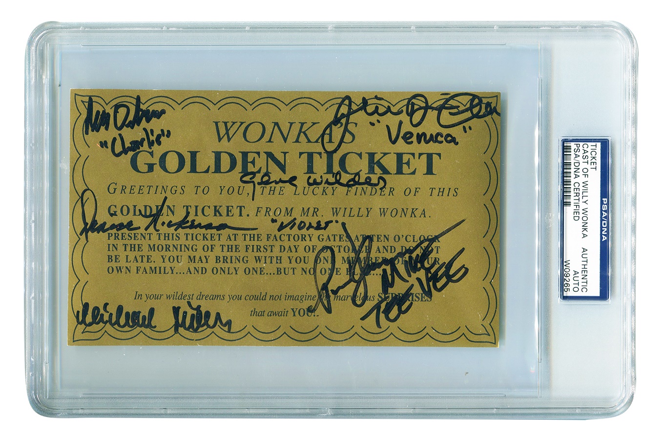 Rock And Pop Culture - Willie Wonka Autographed Golden Ticket (PSA)