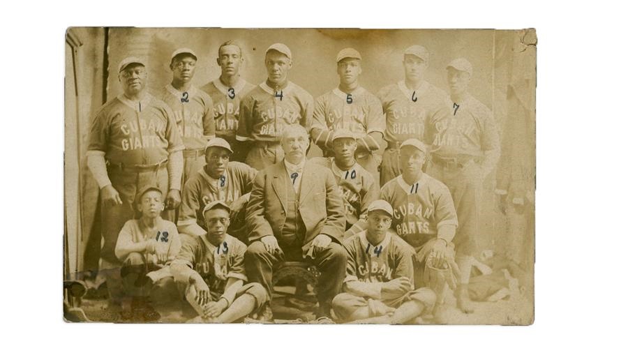 Early Baseball - Circa 1908 Cuban Giants Negro League Baseball Real Photo Team Postcard
