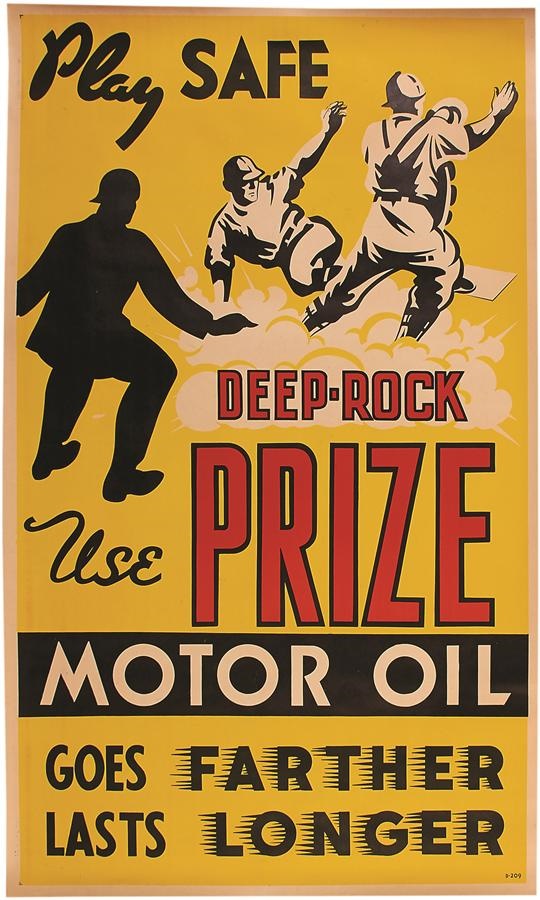 Baseball Memorabilia - 1930s Deep Rock Oil Baseball Poster (3x5')