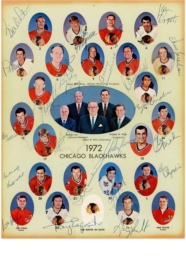 Hockey - 1972 Chicago Blackhawks Vintage Signed Print