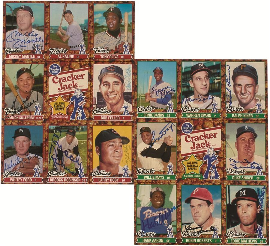 Baseball Autographs - 1982 Cracker Jack All-Time Greats Signed Baseball Card Uncut Sheets