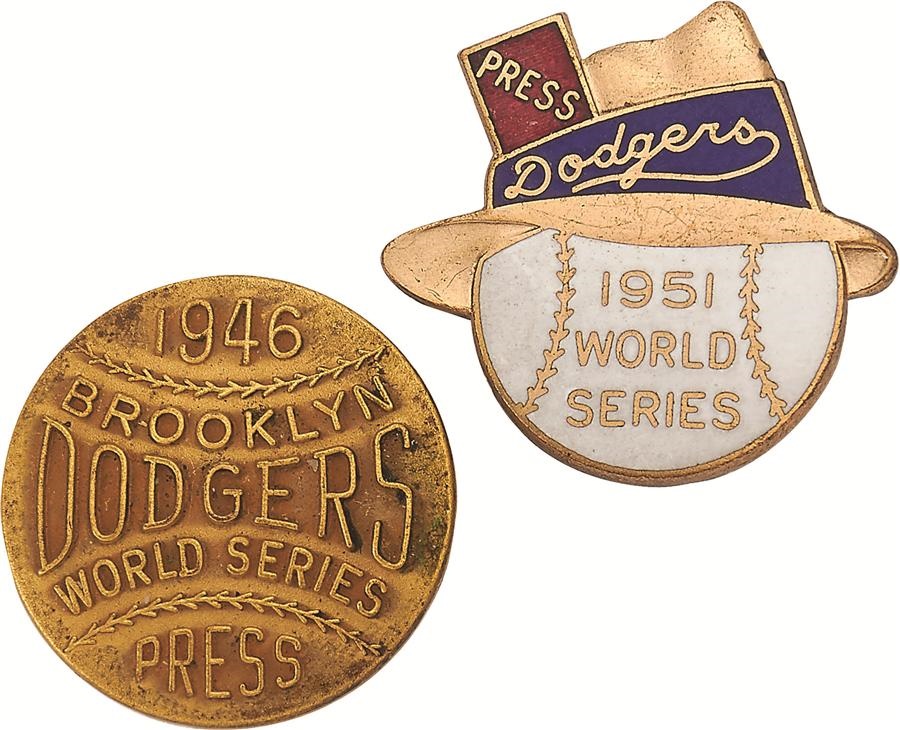 Jackie Robinson & Brooklyn Dodgers - 1946 and 1951 Brooklyn Dodgers Phantom Press Pins