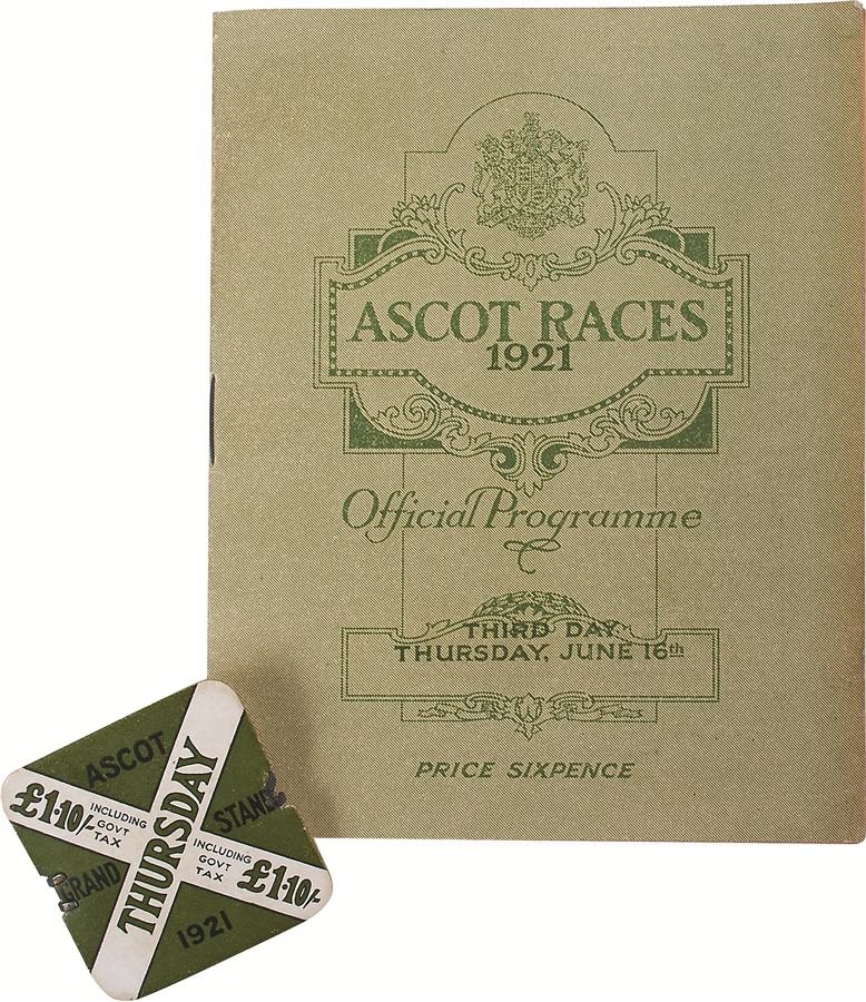 Horse Racing - "Diadem's" Last Race Program & Badge - 1921 Ascot Gold Cup