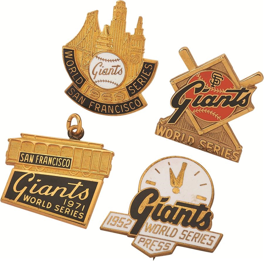 Tickets, Publications & Pins - New York & San Francisco Giants World Series Phantom Press Pins (4)