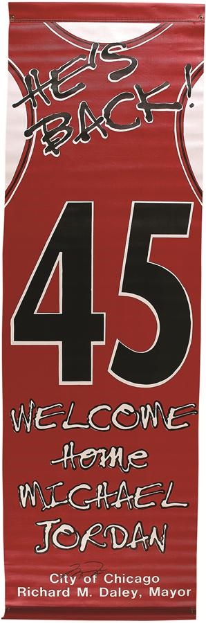 - 1995 Michael Jordan "He's Back" #45 Chicago Bulls Street Banner