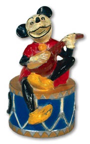 1930s Mickey Mouse Brilliantly Painted Lead Bank