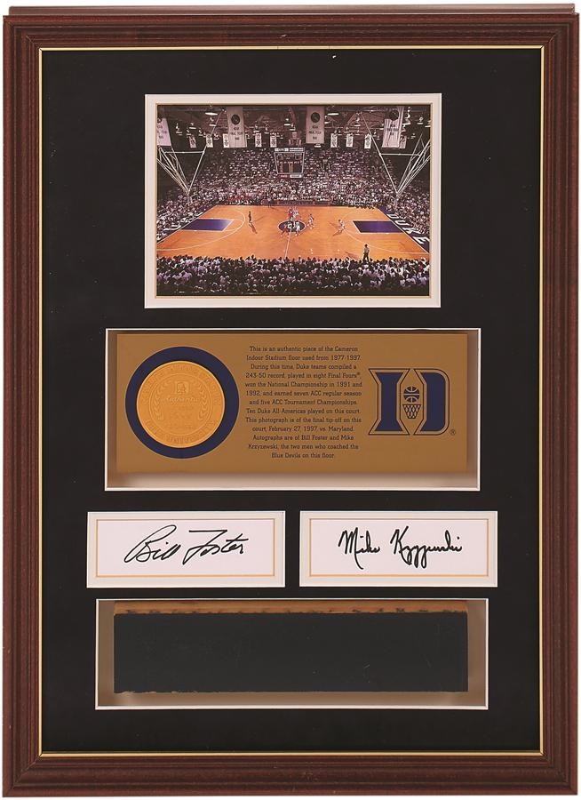 Basketball - Mike Krzyzewski & Bill Foster Signed Duke Game Used Cameron Floor Display