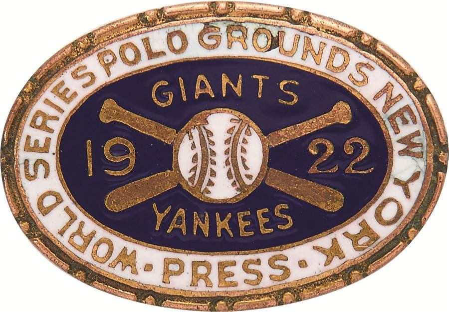 Tickets, Publications & Pins - 1922 World Series Polo Grounds Press Pin