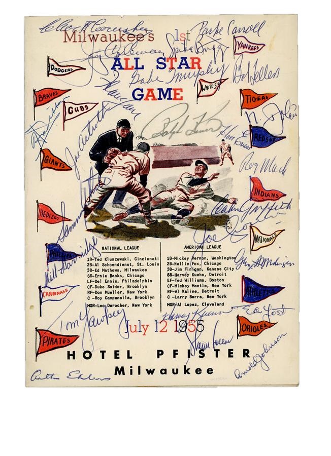 Baseball Autographs - 1955 All-Star Game Dinner Program In Person Signed With Tom Yawkey (PSA/DNA)