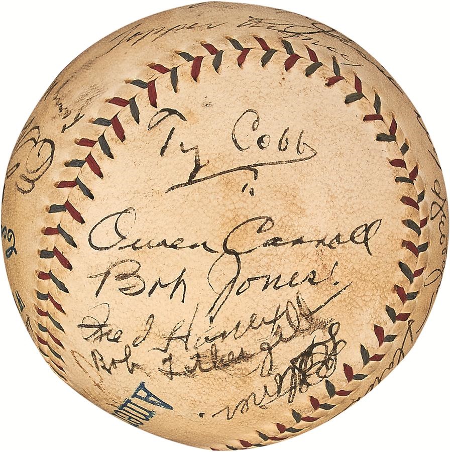 - High Grade 1925 Detroit Tigers Team-Signed Baseball with Ty Cobb (PSA/DNA)