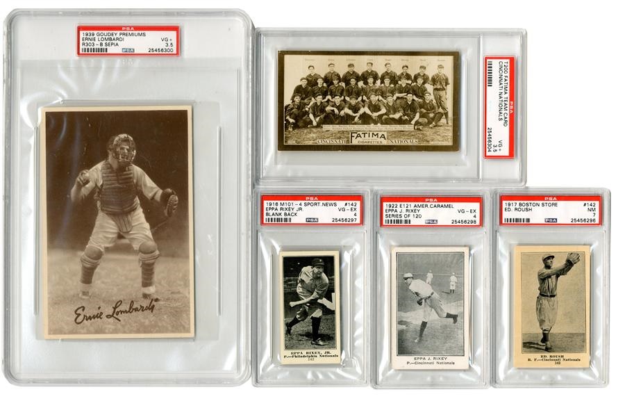 Eppa Rixey & Cincinnati Reds Baseball Card Collection Of 6 (All PSA Graded)