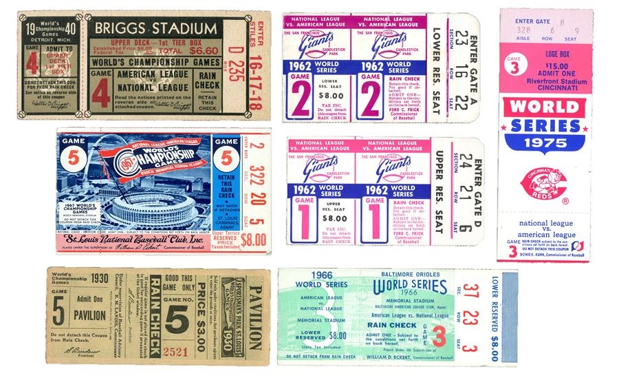 Tickets, Publications & Pins - High Grade 1930-75 World Series Ticket Stub Collection (7)