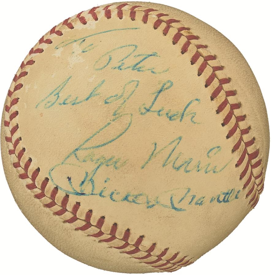 Mantle and Maris - Circa 1961 Mickey Mantle & Roger Maris Duo Signed Baseball, "To Peter" (PSA/DNA)