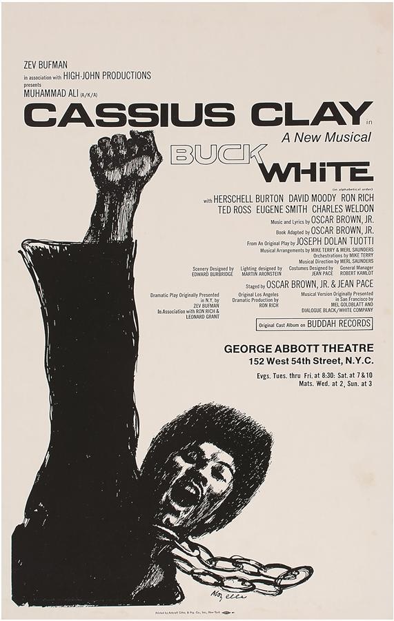 - 1969 Cassius Clay aka Muhammad Ali "Buck White" Rare Theater Poster by Mozelle Thompson (One of Two Known)