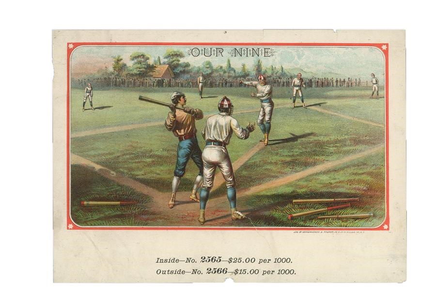 Early Baseball - 19th Century "Our Nine" Cigar Box Inner Label