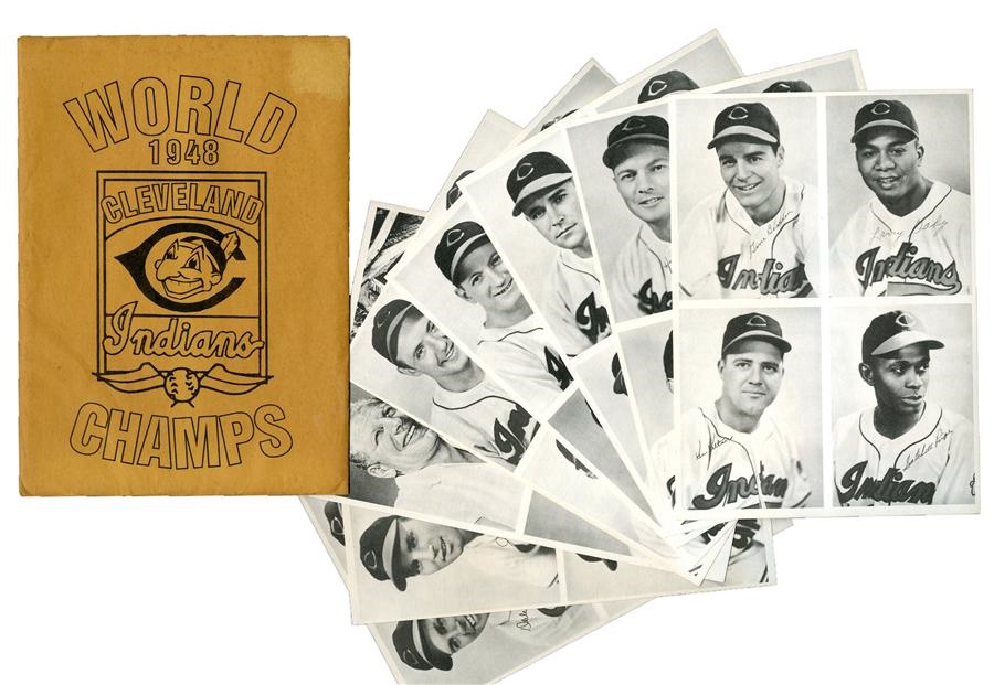 Negro League, Latin, Japanese & International Base - Recently Discovered 1948 World Champion Cleveland Indians Picture Pack With Satchel Paige