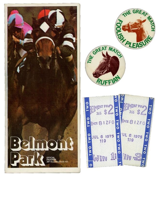 Horse Racing - Ruffian-Foolish Pleasure Belmont Match Race Program & Totes