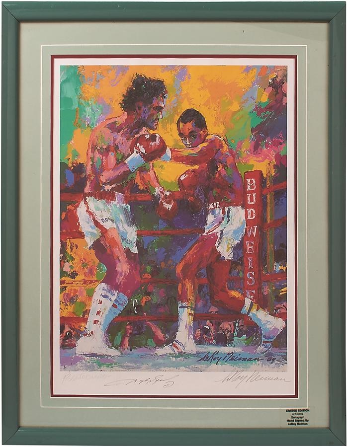 Muhammad Ali & Boxing - Leonard-Duran Signed Serigraph By LeRoy Neiman