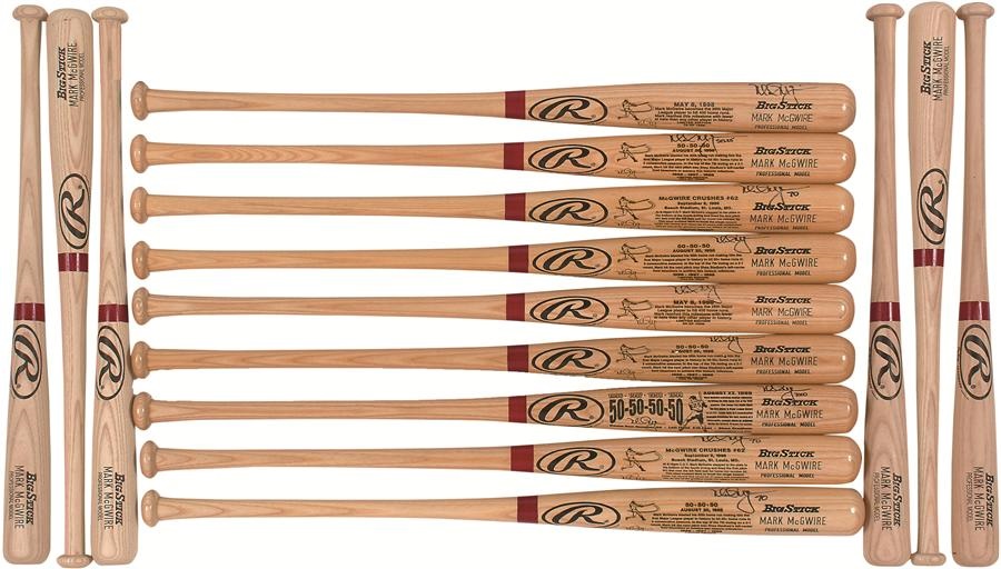 The Mike Shannon St. Louis Cardinals Collection - Mark McGwire Signed 50-50-50 Bats (9) plus More