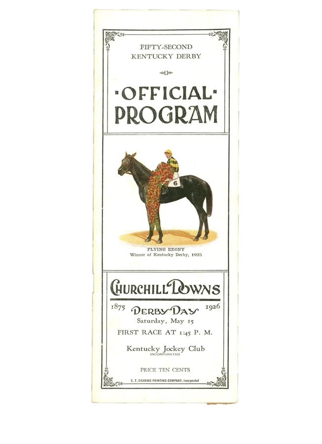 1926 Kentucky Derby Program from Churchill Downs