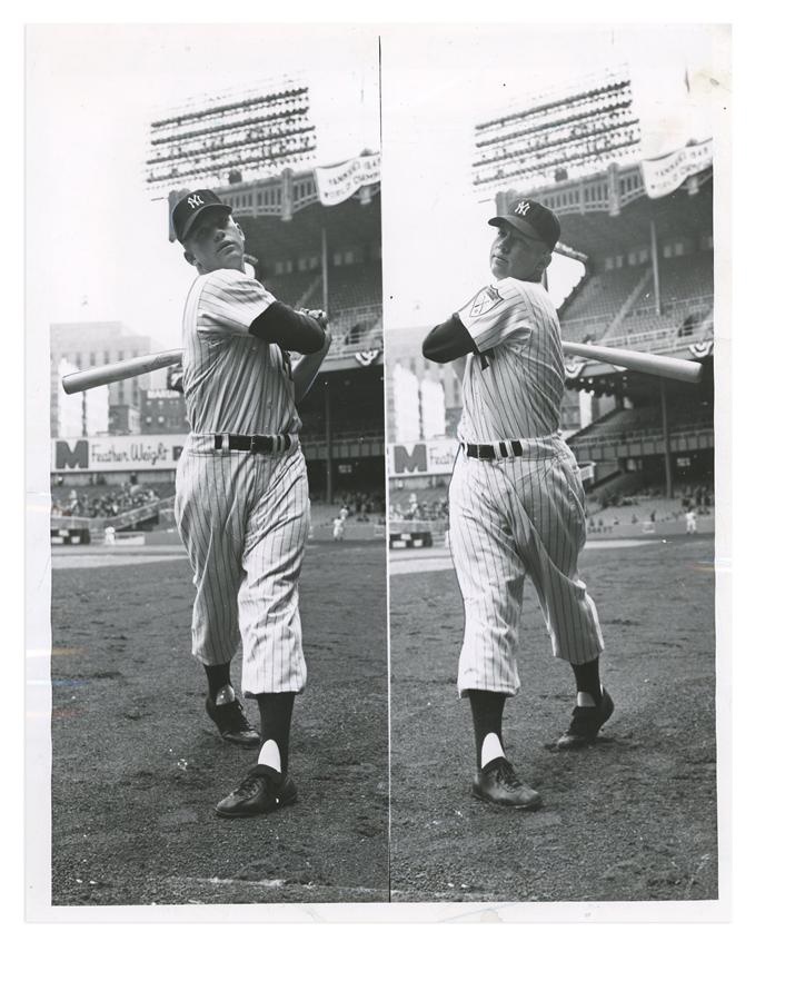 Dennis Dugan Collection of Vintage Baseball Photog - 1951 Mickey Mantle Rookie Switch Hitter Photograph