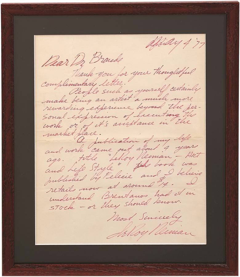 Two LeRoy Neiman Handwritten Letters