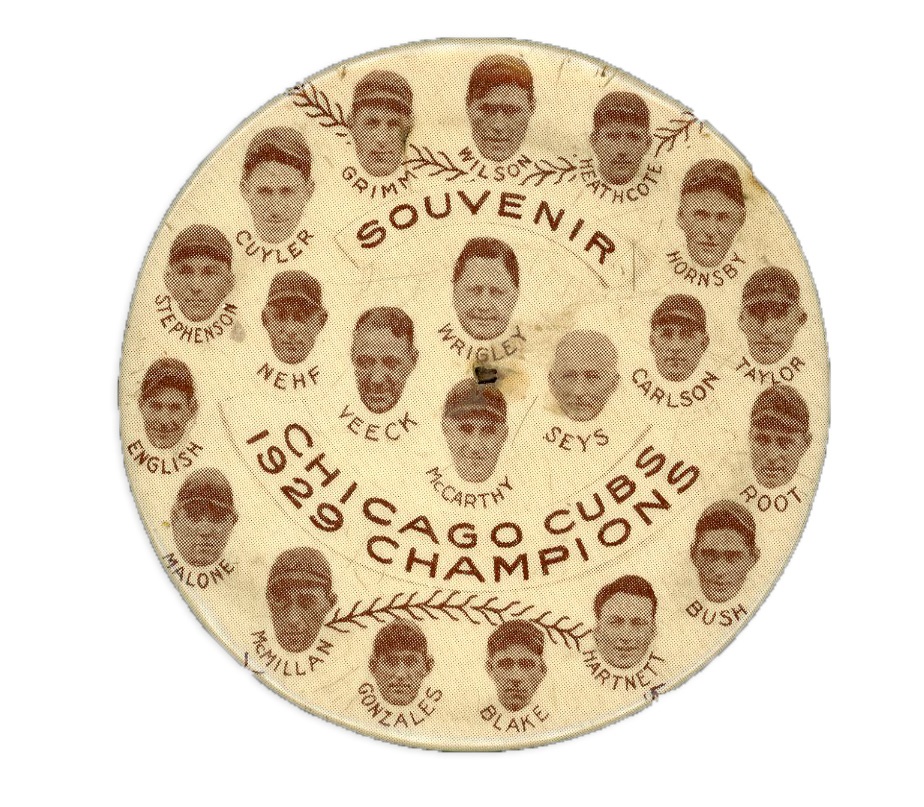 Tickets, Publications & Pins - 1929 Chicago Cubs Team Celluloid Baseball Pinback Button