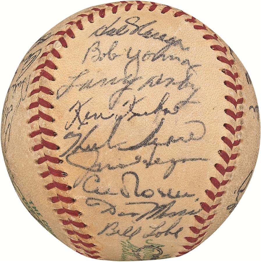 High Grade 1955 Cleveland Indians Team-Signed Baseball (PSA/DNA)