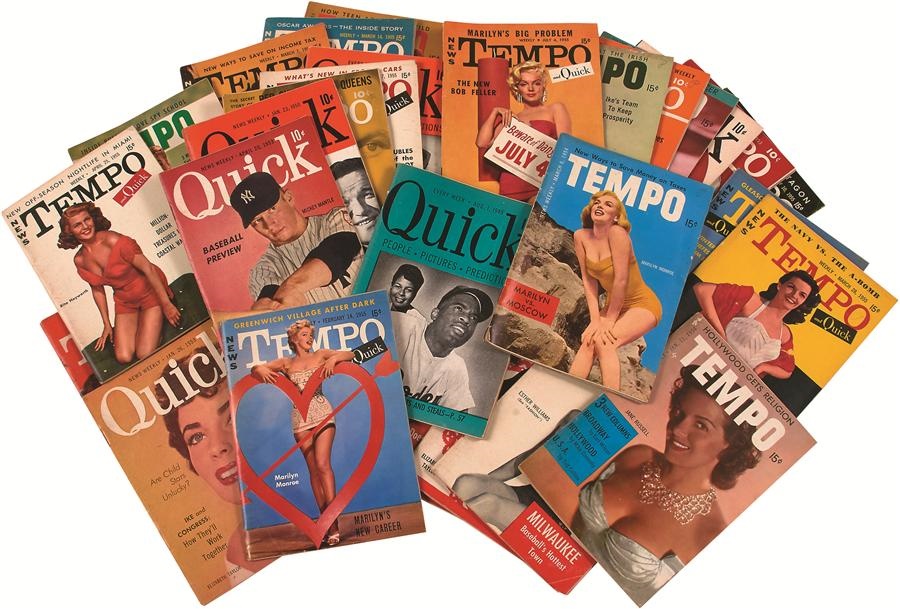 Jackie Robinson & Brooklyn Dodgers - 1949-55 Jackie Robinson, Mickey Mantle, Marilyn Monroe & more Quick & Tempo Magazines (31)