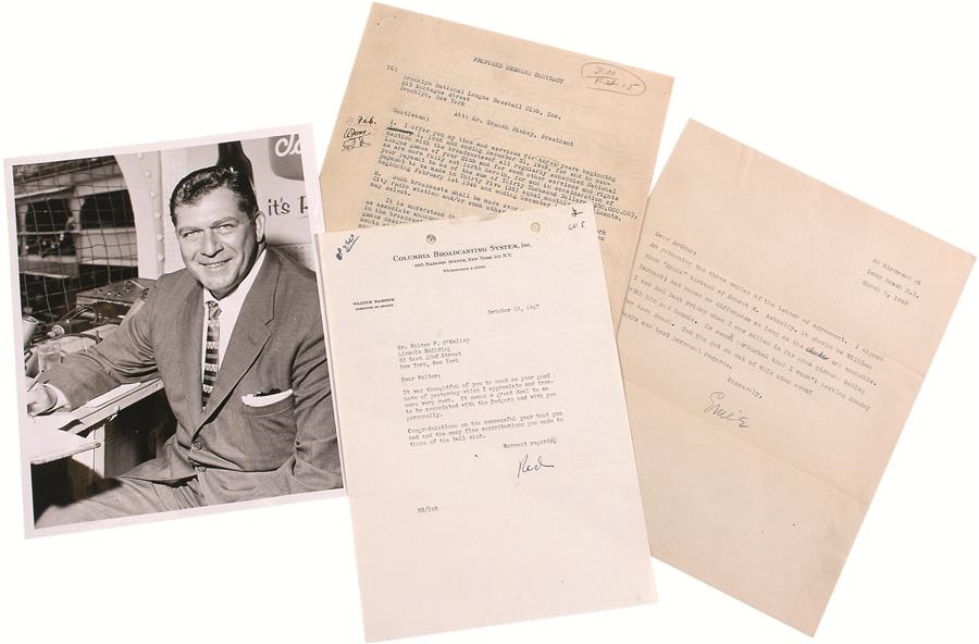 Brooklyn Dodgers Announcers Collection w/Important Letter from Red Barber to Walter O'Malley (4) - ex-Sal  LaRocca Collection