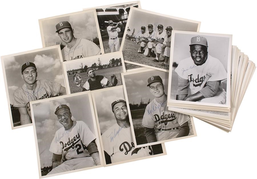 Jackie Robinson & Brooklyn Dodgers - Awesome Looking 1955-57 Brooklyn Dodgers Secretarial Signed Photos (50) - Sal LaRocca Collection