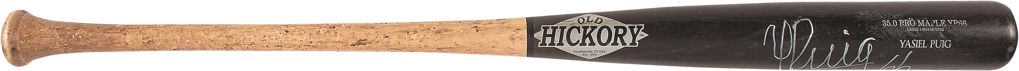 Baseball Equipment - 2013 Rookie Yasiel Puig Signed Game Used Bat