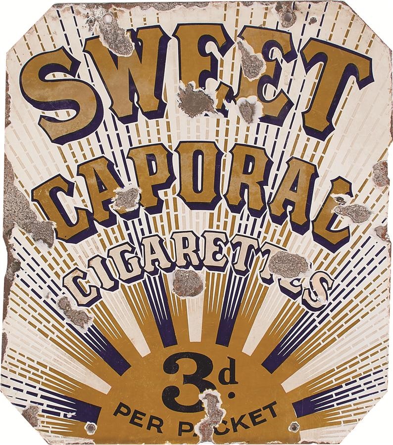 Baseball and Trading Cards - T206 Era Sweet Caporal Cigarettes Porcelain Advertising Sign