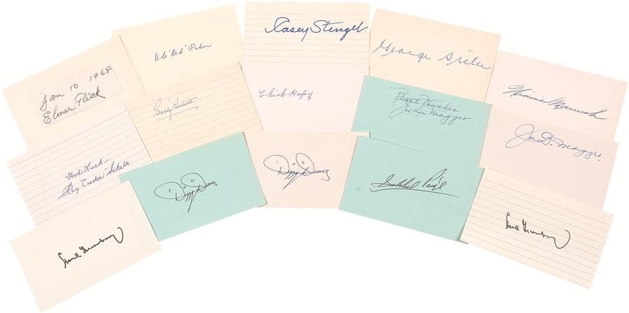 Baseball Autographs - Hall Of Famers & Legends Signed Index Cards with Paige, DiMaggio, Greenberg (200+)