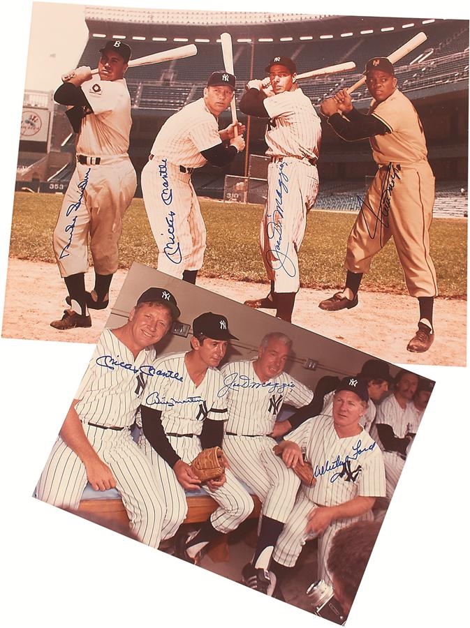 Gorgeous Multi-Signed Photos with Mantle, DiMaggio, Mays