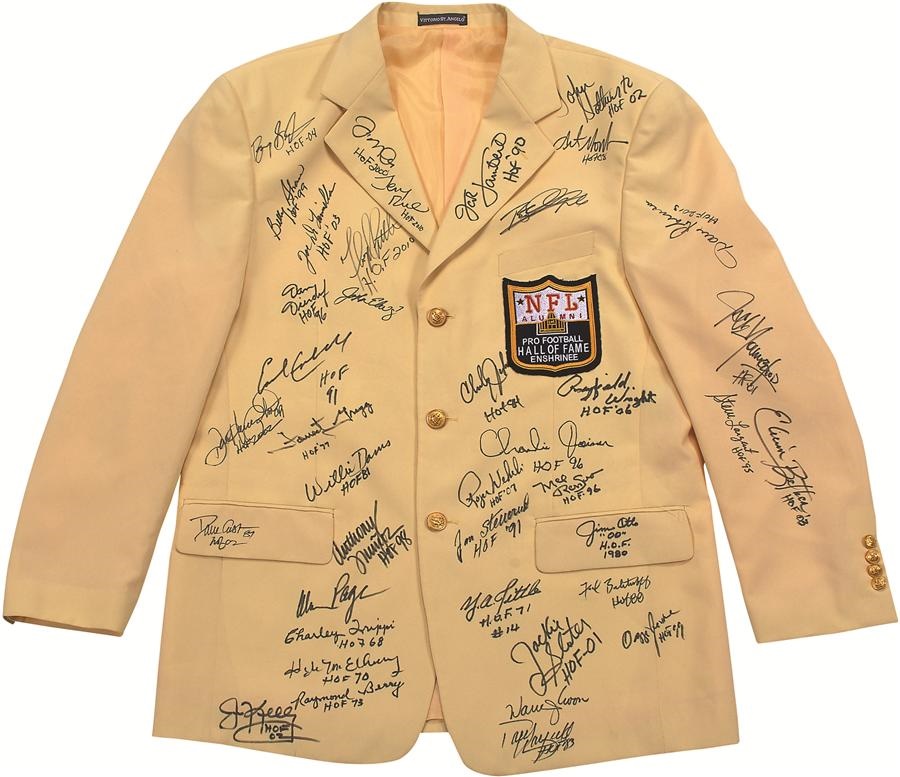 Football - NFL Hall of Famers Signed Gold Jacket (38 Signatures) - PSA/DNA LOA