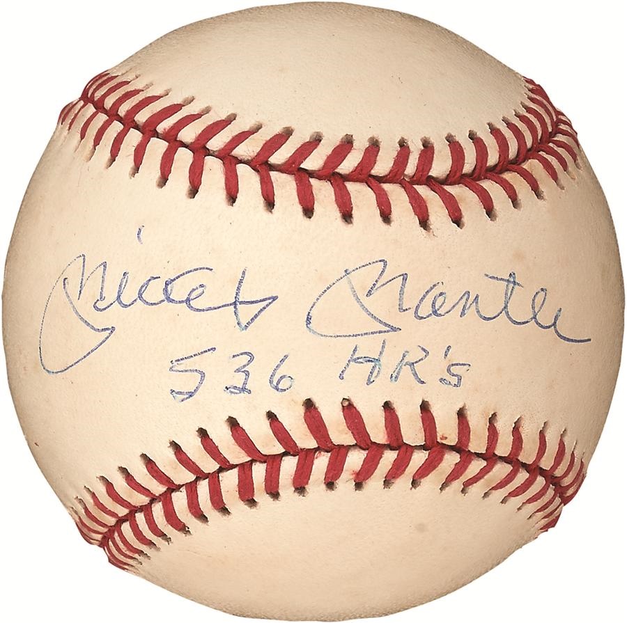 Mantle and Maris - Mickey Mantle "536 HR's" Signed Baseball (JSA)