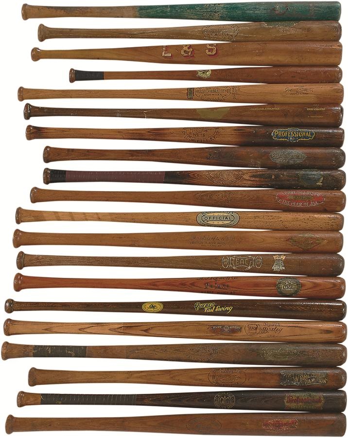 Antique Sporting Goods - Exceptional Collection of Early Decal Bats (19)