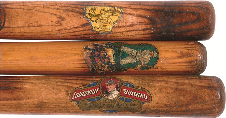 Antique Sporting Goods - Three Rare Ty Cobb Decal Bats