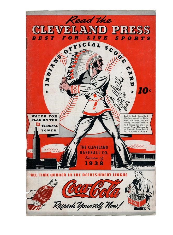 Baseball Autographs - 1938 Bob Feller Signed "18 Ks" Program