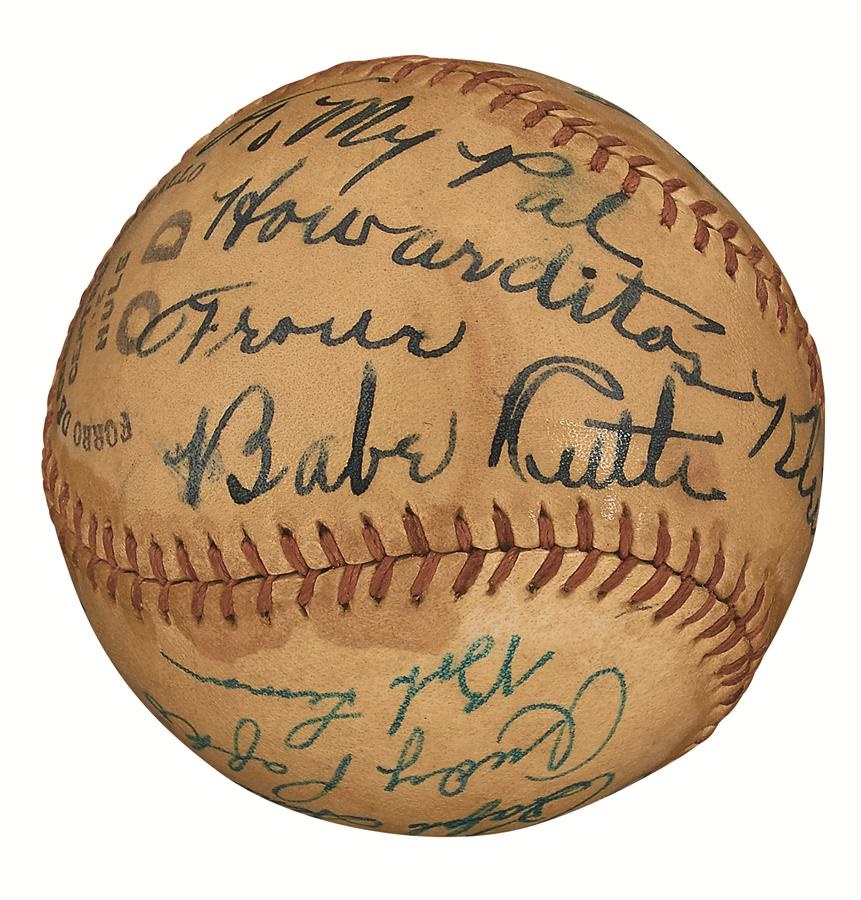 Ruth and Gehrig - High Grade Babe Ruth, Jackie Robinson & Hall of Famers Signed Baseball (JSA)