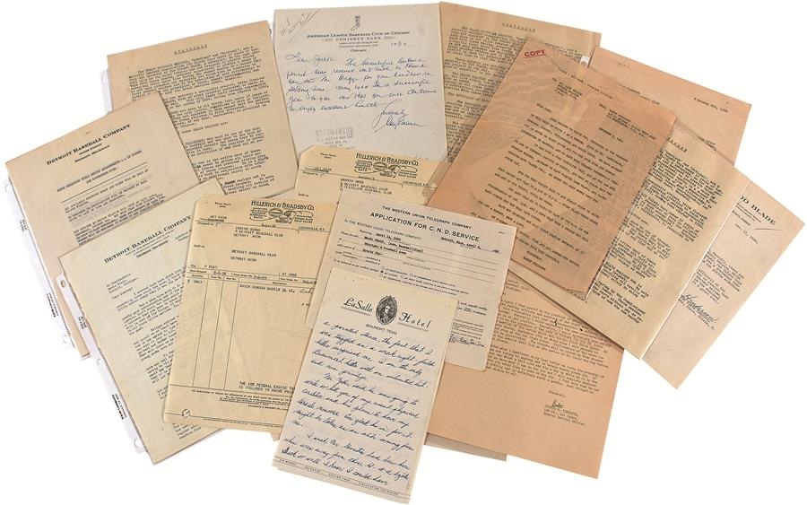 Ty Cobb and Detroit Tigers - 1930s-40s Mickey Cochrane Detroit Tigers Letters, Signed Contracts, 1944 Press Pin Letters & more (33)