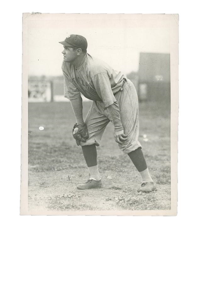 Dennis Dugan Collection of Vintage Baseball Photog - Circa 1923 Babe Ruth Plays the Field Photograph (Type 1)