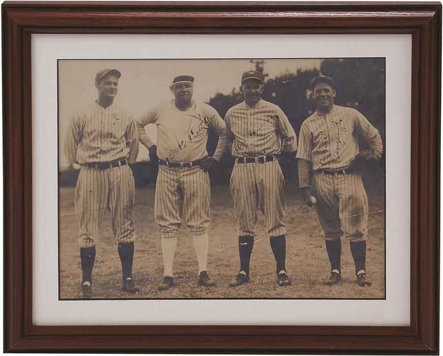 Dennis Dugan Collection of Vintage Baseball Photog - Circa 1929 Babe Ruth and Others Signed Photograph (Type I) - PSA/DNA LOA