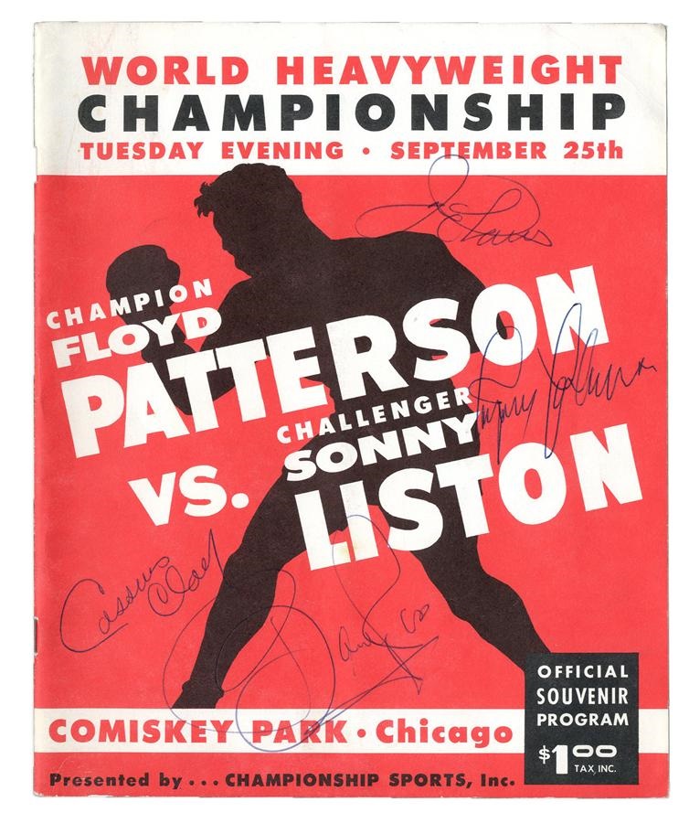Muhammad Ali & Boxing - Incredible 1962 Cassius Clay, Joe Louis Signed Patterson vs. Liston Site Program (PSA/DNA)